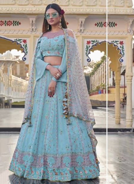 Blue Colour Anandam New Fancy Party Wear Designer Georgette Lehenga Choli Collection 2417